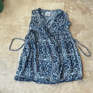 Blue and White Wrap Dress